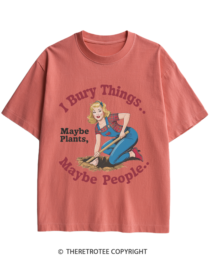 TheRetroTee I Bury Things 1970s Heavy Cotton T-Shirt