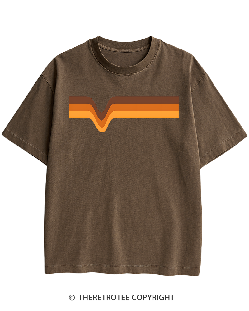 TheRetroTee 1970s Stripes Brown Orange Yellow Heavy Cotton T-Shirt