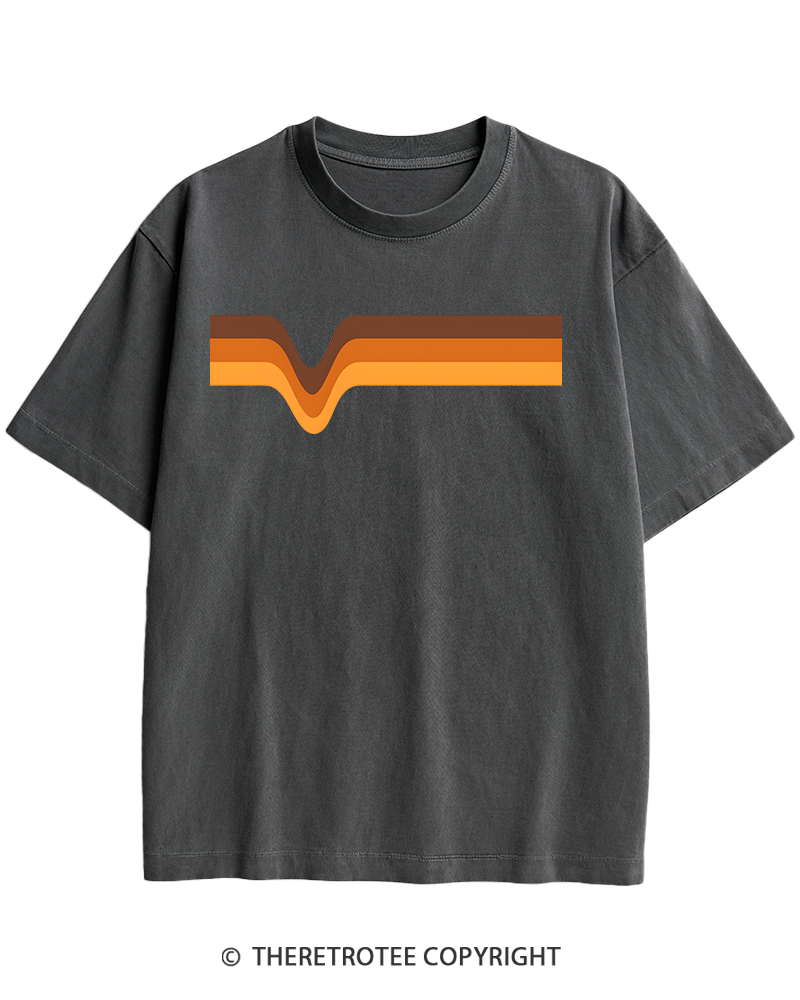 TheRetroTee 1970s Stripes Brown Orange Yellow Heavy Cotton T-Shirt