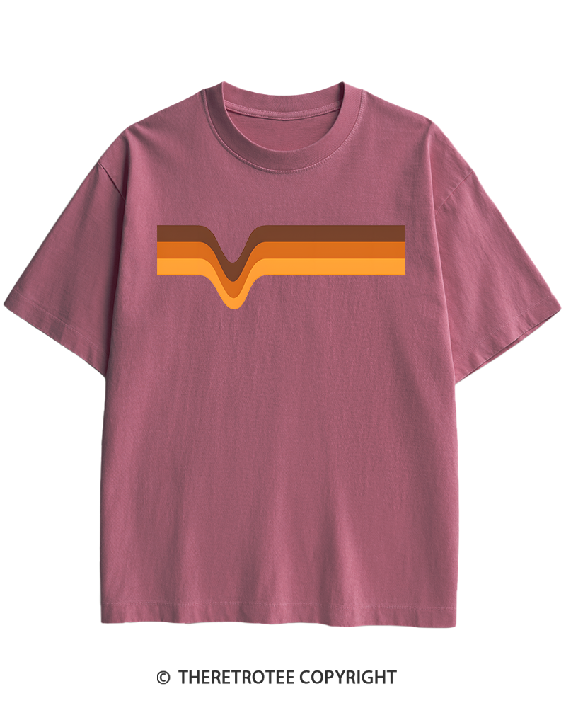 TheRetroTee 1970s Stripes Brown Orange Yellow Heavy Cotton T-Shirt