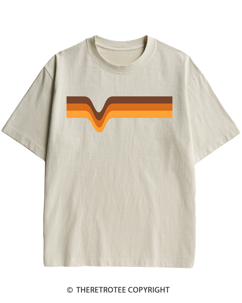 TheRetroTee 1970s Stripes Brown Orange Yellow Heavy Cotton T-Shirt