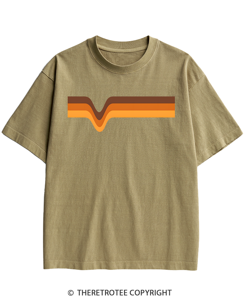 TheRetroTee 1970s Stripes Brown Orange Yellow Heavy Cotton T-Shirt