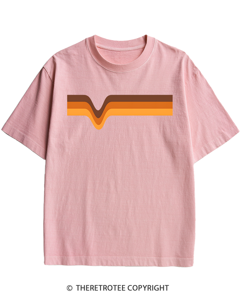 TheRetroTee 1970s Stripes Brown Orange Yellow Heavy Cotton T-Shirt