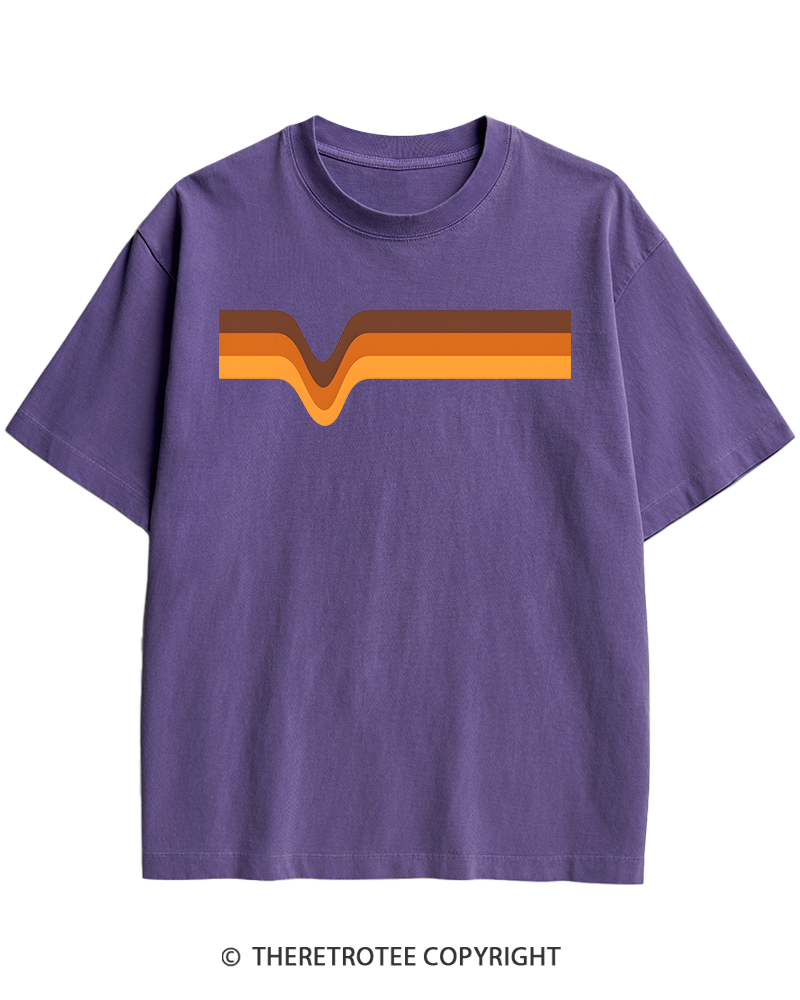 TheRetroTee 1970s Stripes Brown Orange Yellow Heavy Cotton T-Shirt