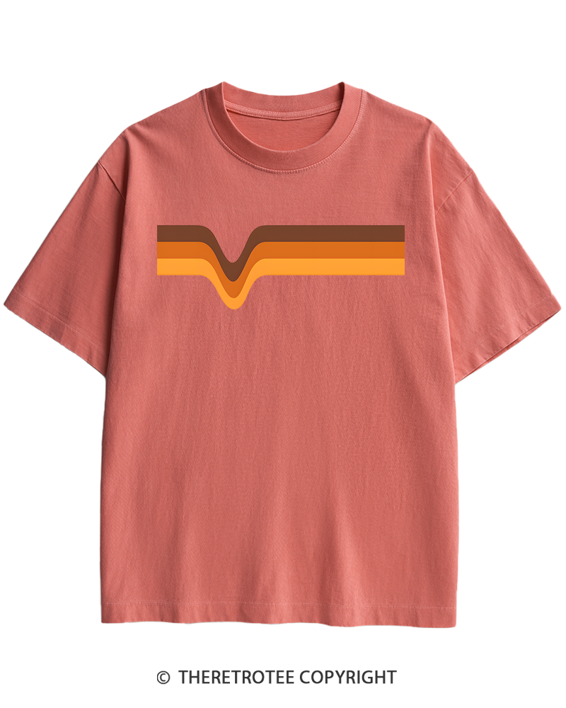 TheRetroTee 1970s Stripes Brown Orange Yellow Heavy Cotton T-Shirt