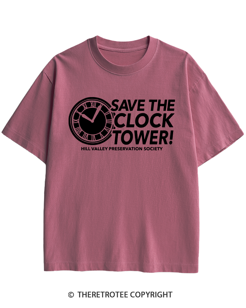TheRetroTee Save The Clock Tower 1980s Heavy Cotton T-Shirt