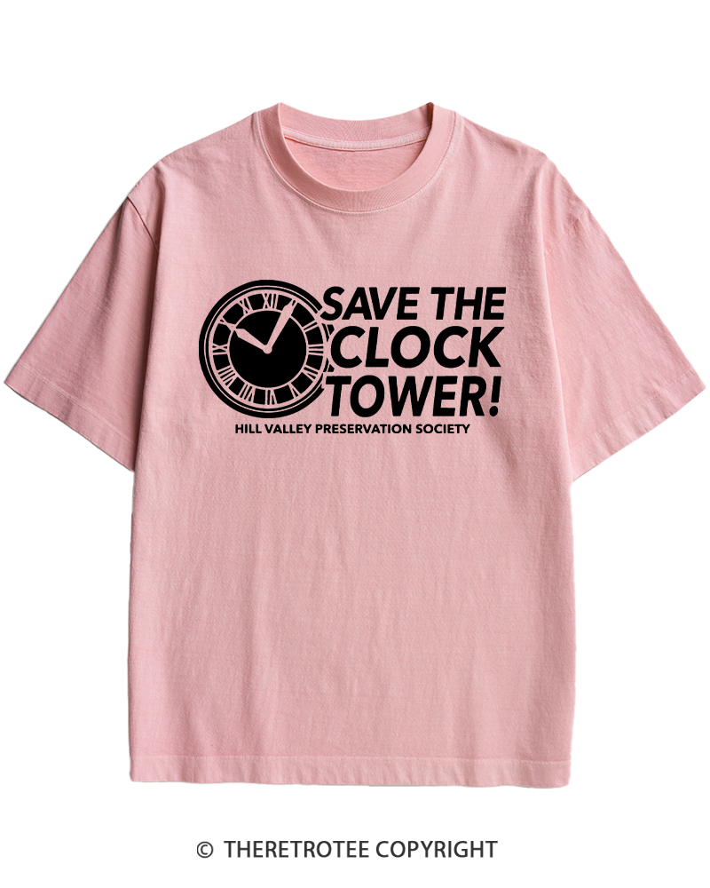 TheRetroTee Save The Clock Tower 1980s Heavy Cotton T-Shirt