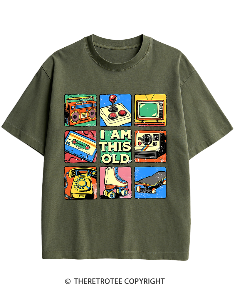TheRetroTee I Am This Old Vintage Nostalgia Cassette Tape 1980s Heavy Cotton T-Shirt
