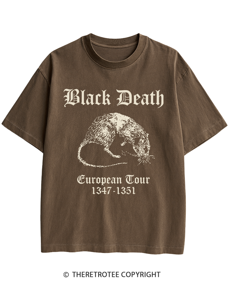 TheRetroTee Black Death European Tour Gothic Horror Heavy Cotton T-Shirt