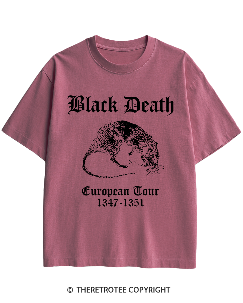 TheRetroTee Black Death European Tour Gothic Horror Heavy Cotton T-Shirt