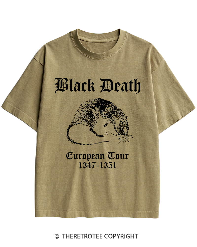 TheRetroTee Black Death European Tour Gothic Horror Heavy Cotton T-Shirt