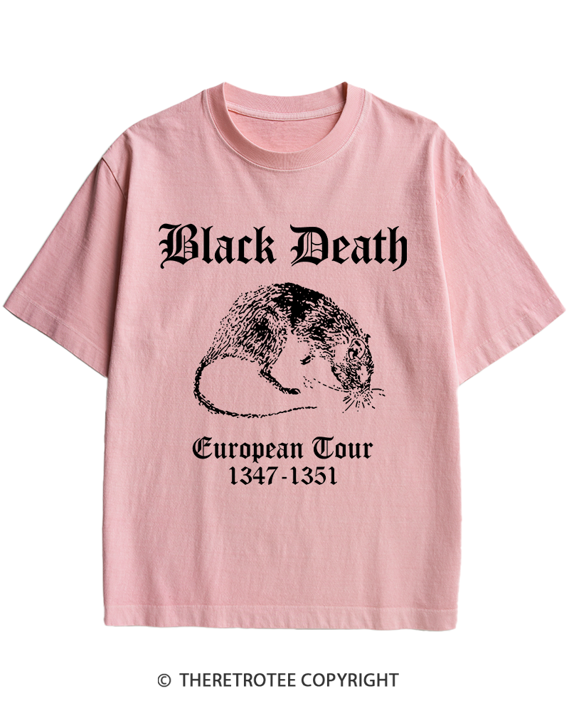 TheRetroTee Black Death European Tour Gothic Horror Heavy Cotton T-Shirt