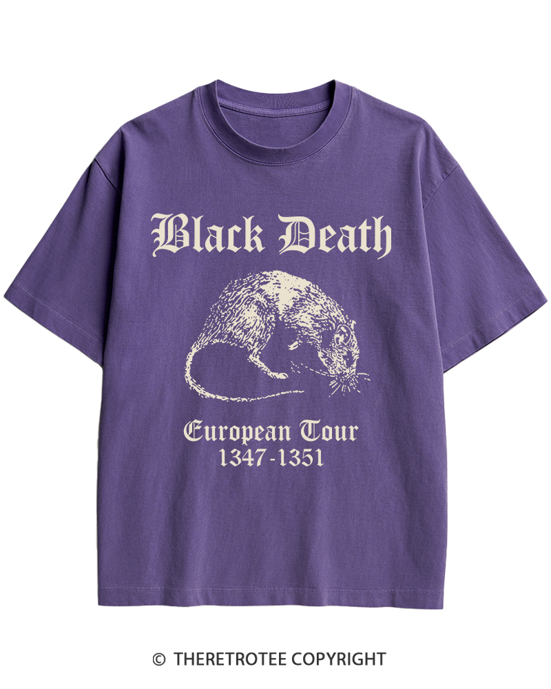 TheRetroTee Black Death European Tour Gothic Horror Heavy Cotton T-Shirt
