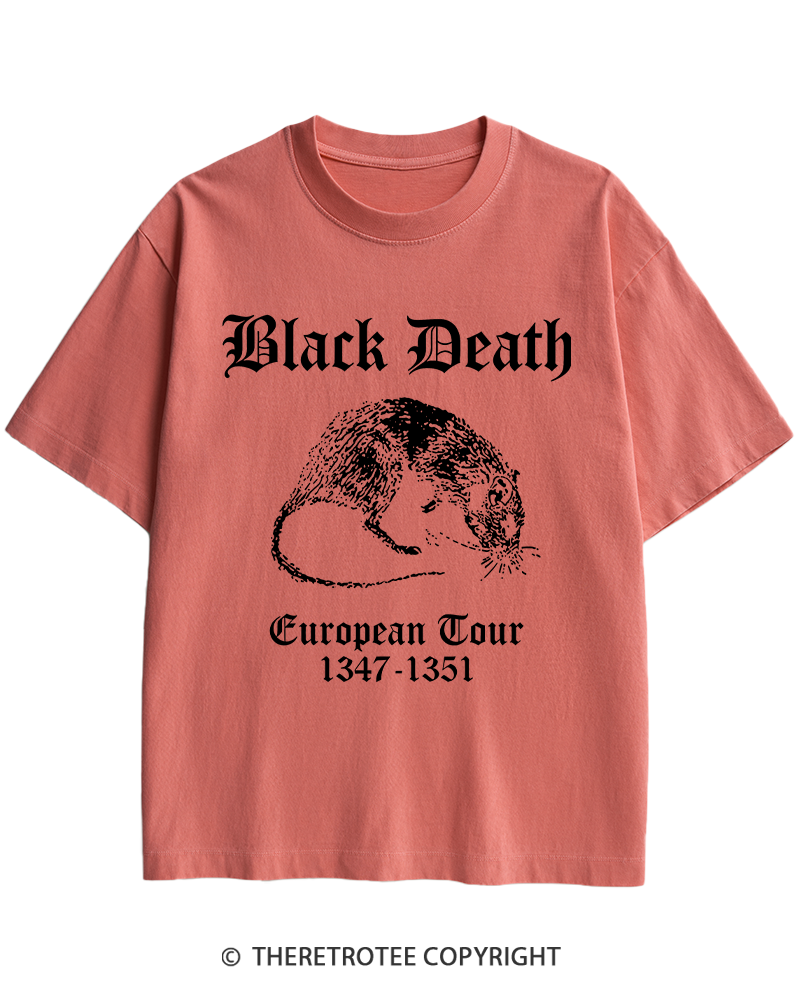 TheRetroTee Black Death European Tour Gothic Horror Heavy Cotton T-Shirt