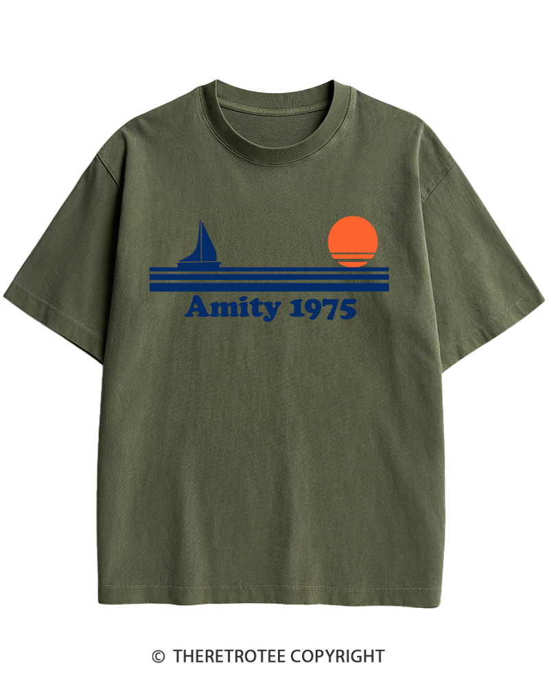TheRetroTee Classic Stripes 1975 1970s Heavy Cotton T-Shirt