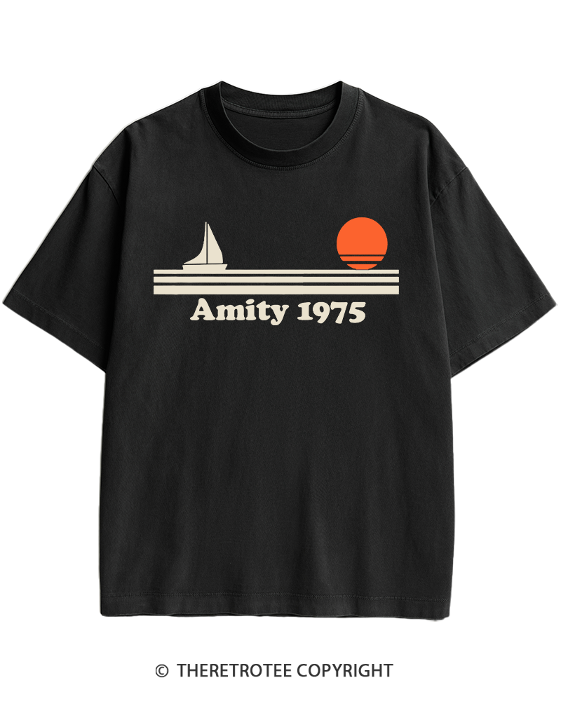 TheRetroTee Classic Stripes 1975 1970s Heavy Cotton T-Shirt