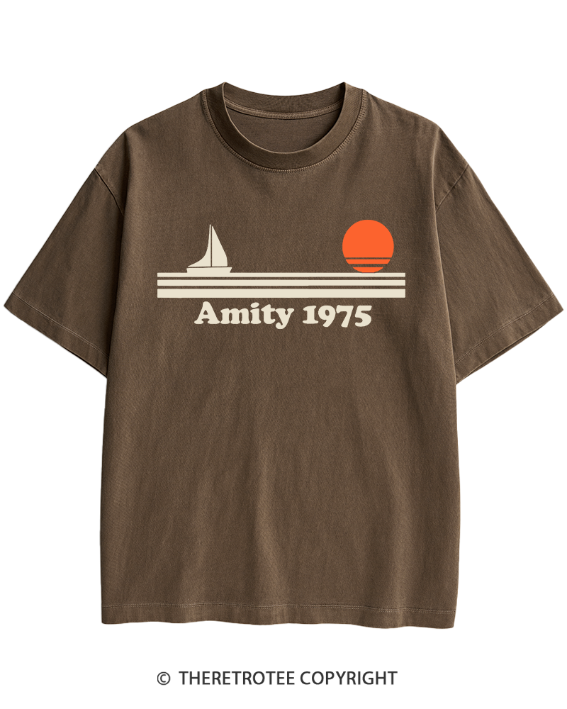 TheRetroTee Classic Stripes 1975 1970s Heavy Cotton T-Shirt