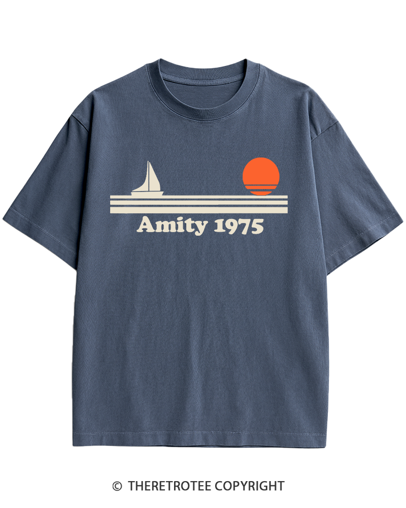 TheRetroTee Classic Stripes 1975 1970s Heavy Cotton T-Shirt