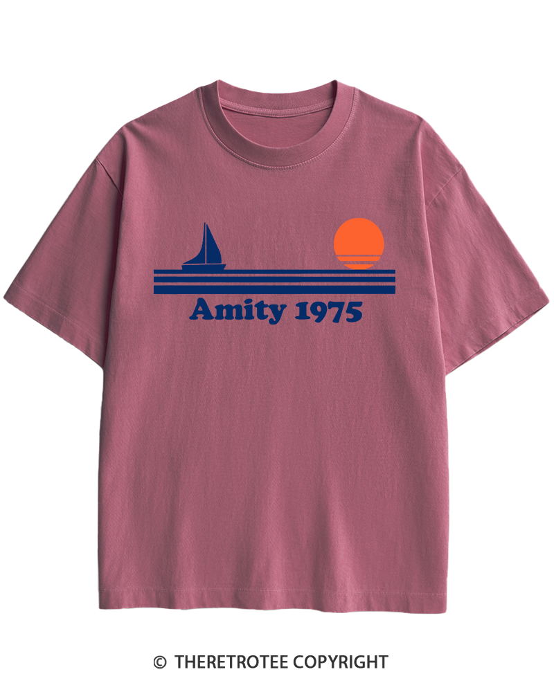 TheRetroTee Classic Stripes 1975 1970s Heavy Cotton T-Shirt