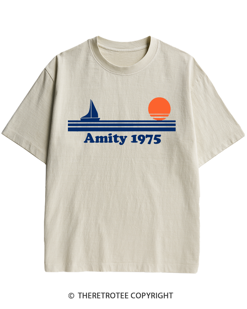 TheRetroTee Classic Stripes 1975 1970s Heavy Cotton T-Shirt
