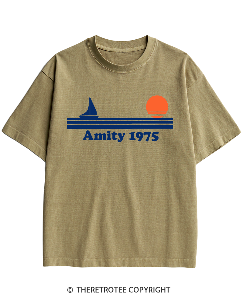 TheRetroTee Classic Stripes 1975 1970s Heavy Cotton T-Shirt