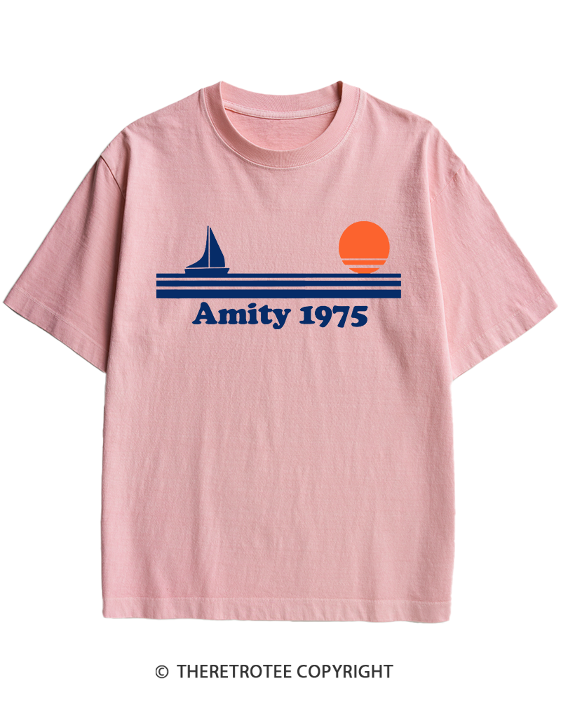 TheRetroTee Classic Stripes 1975 1970s Heavy Cotton T-Shirt