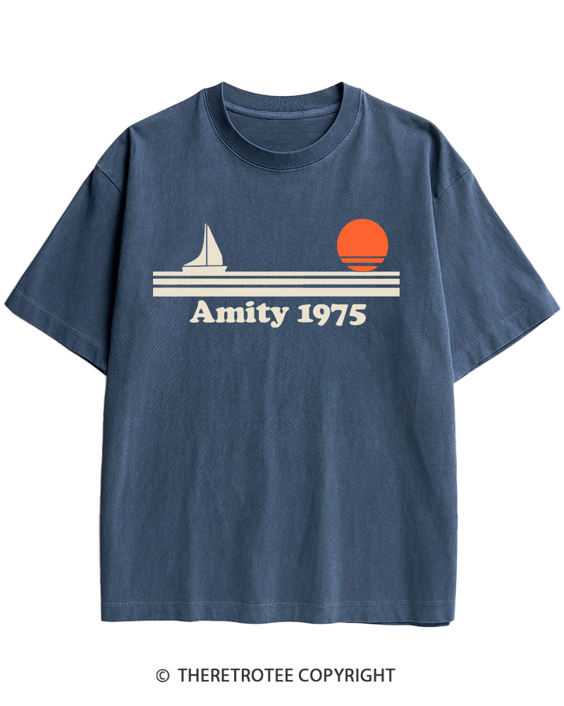 TheRetroTee Classic Stripes 1975 1970s Heavy Cotton T-Shirt
