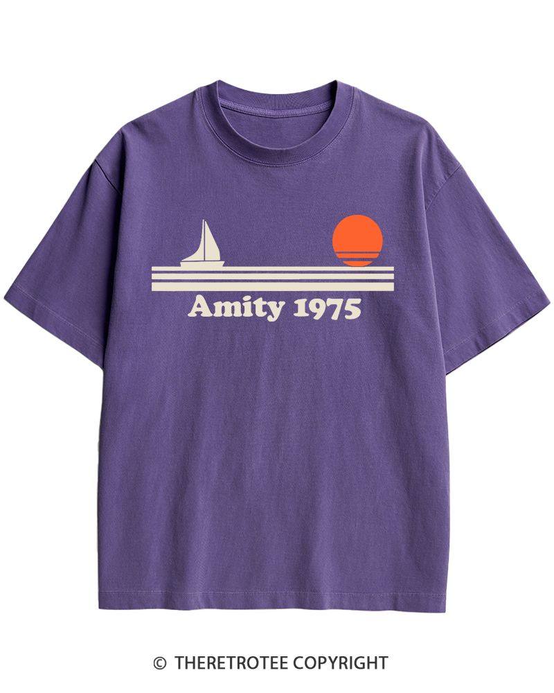 TheRetroTee Classic Stripes 1975 1970s Heavy Cotton T-Shirt
