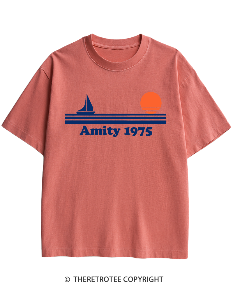 TheRetroTee Classic Stripes 1975 1970s Heavy Cotton T-Shirt