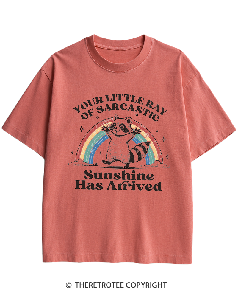 TheRetroTee Little Ray of Sarcastic Sunshine Heavy Cotton T-Shirt
