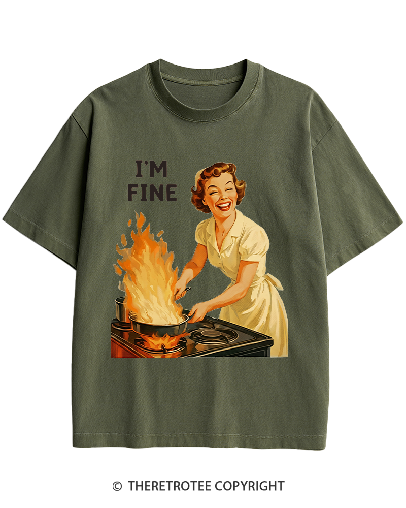 TheRetroTee I’m Fine 1950s Heavy Cotton T-Shirt