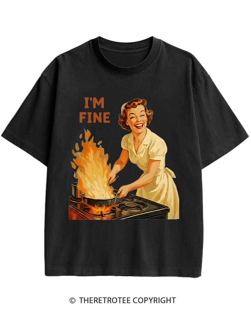 TheRetroTee I’m Fine 1950s Heavy Cotton T-Shirt