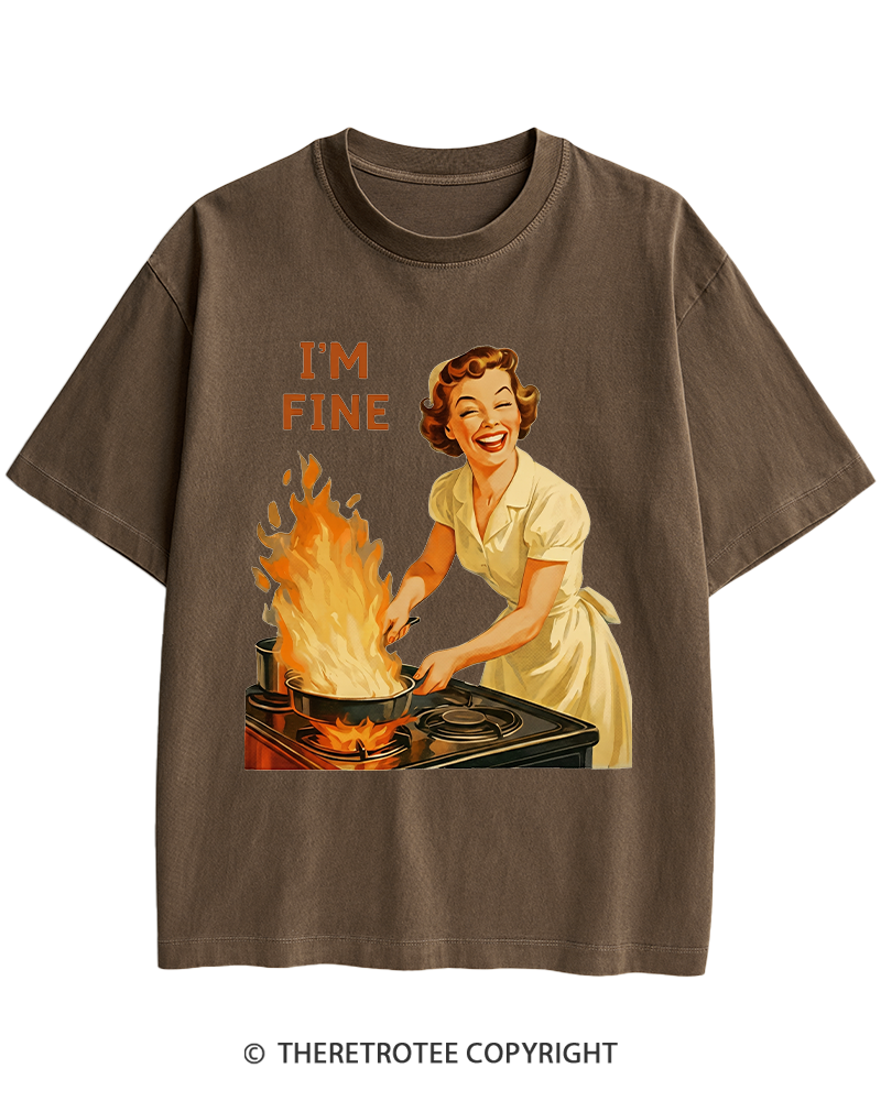 TheRetroTee I’m Fine 1950s Heavy Cotton T-Shirt