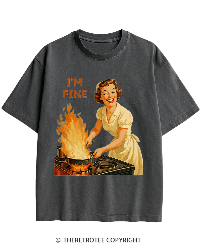 TheRetroTee I’m Fine 1950s Heavy Cotton T-Shirt