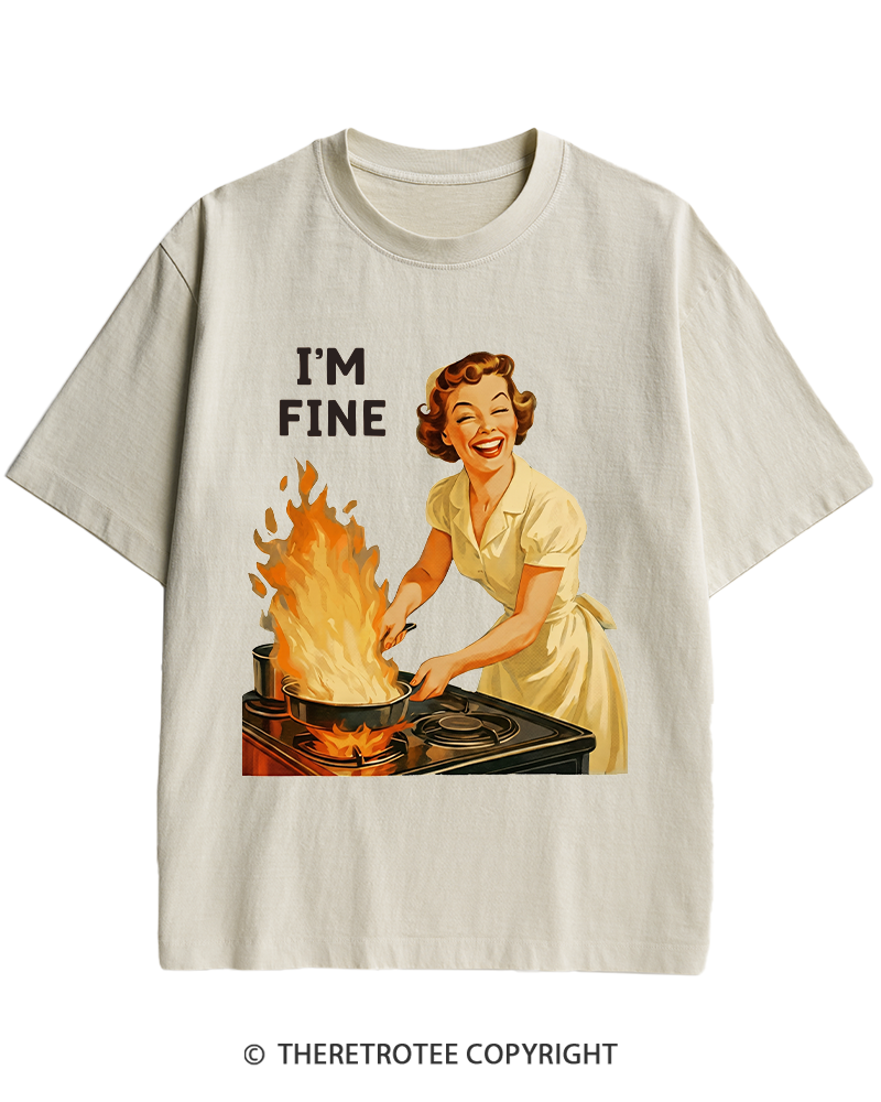 TheRetroTee I’m Fine 1950s Heavy Cotton T-Shirt