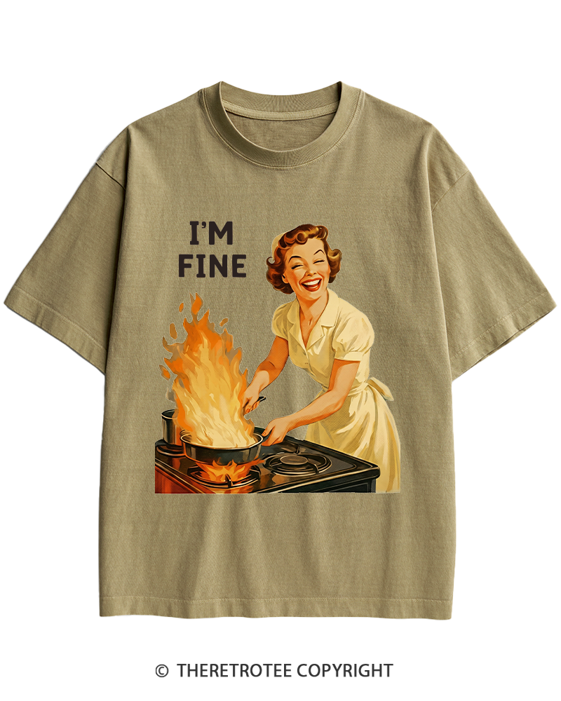 TheRetroTee I’m Fine 1950s Heavy Cotton T-Shirt