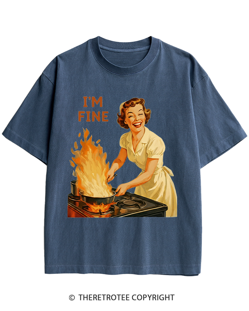 TheRetroTee I’m Fine 1950s Heavy Cotton T-Shirt