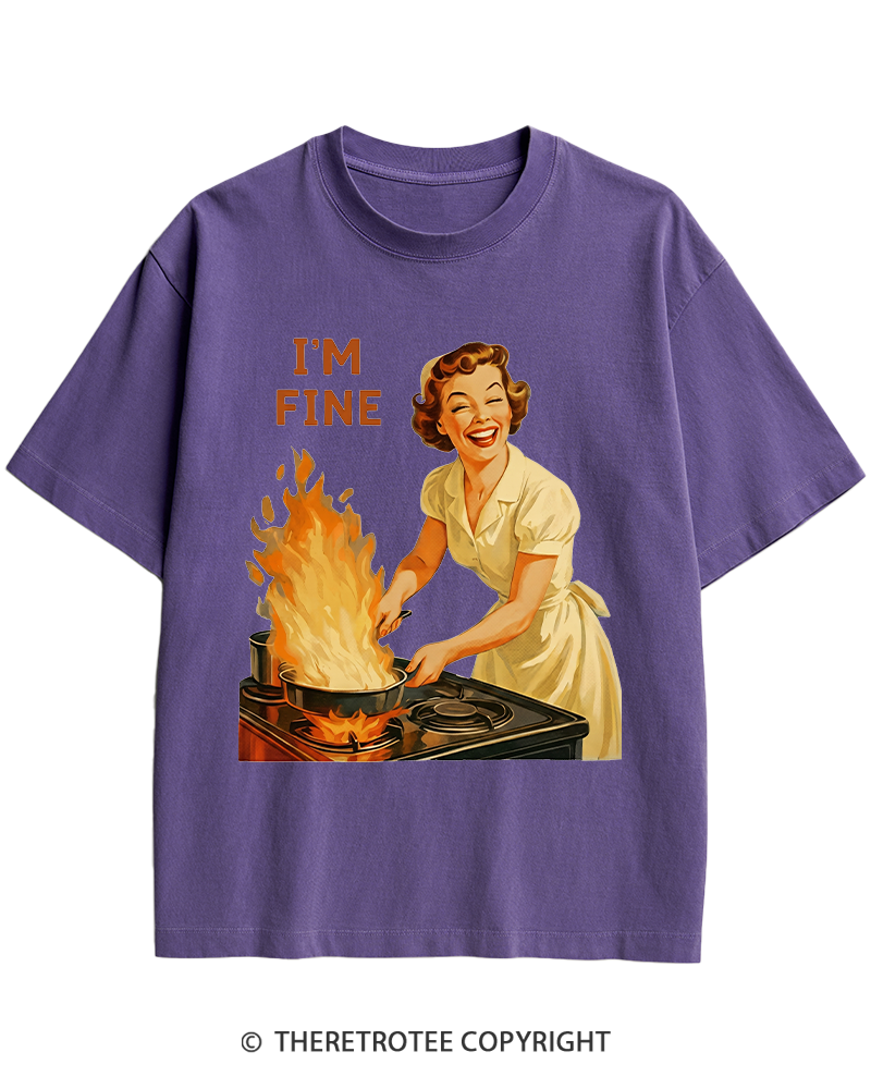 TheRetroTee I’m Fine 1950s Heavy Cotton T-Shirt