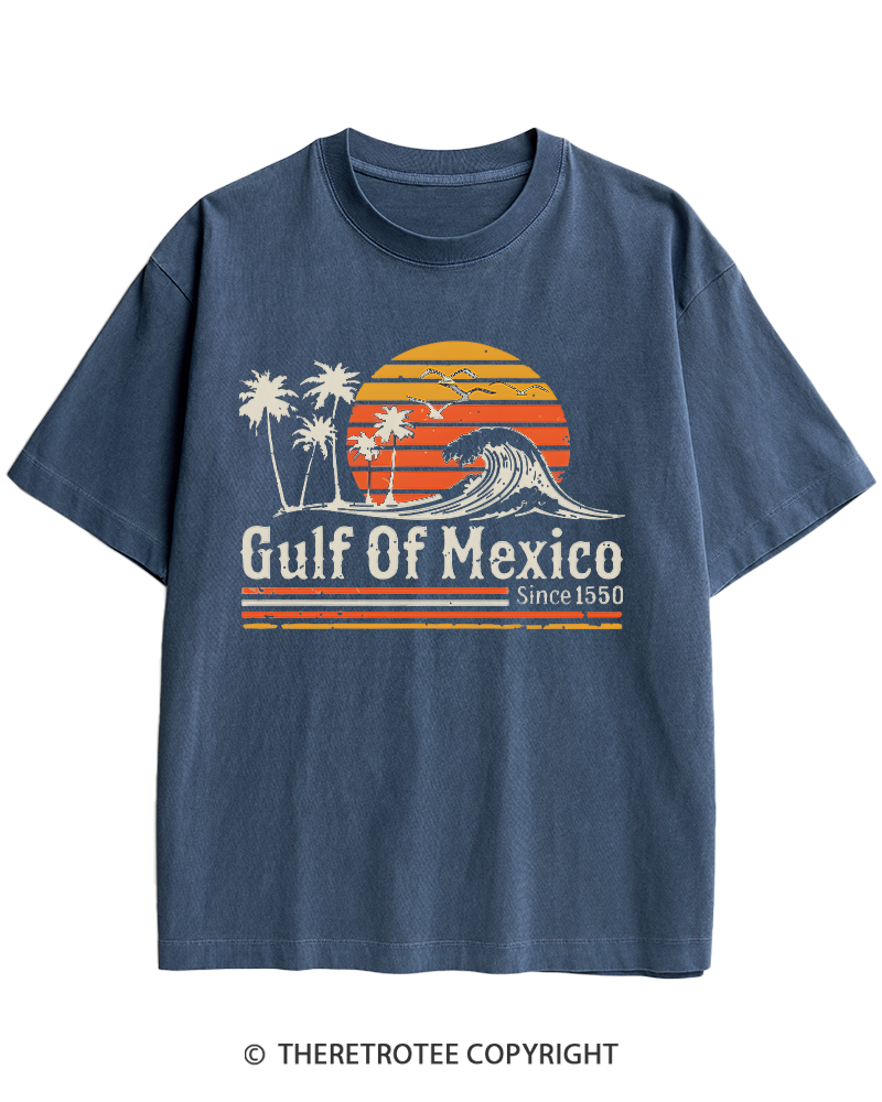 TheRetroTee Gulf Of Mexico 1970s Heavy Cotton T-Shirt