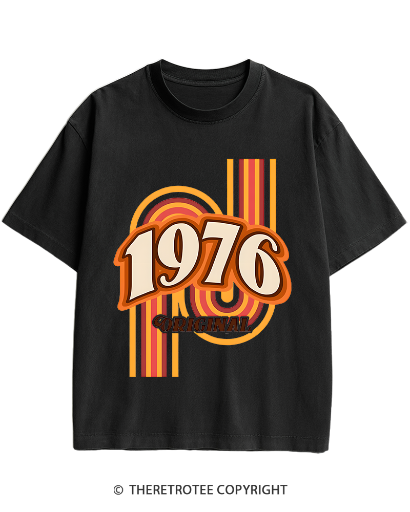 TheRetroTee 1976 Original Classic Nostalgia Graphic Heavy Cotton T-Shirt