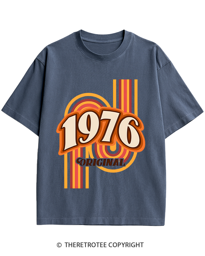 TheRetroTee 1976 Original Classic Nostalgia Graphic Heavy Cotton T-Shirt