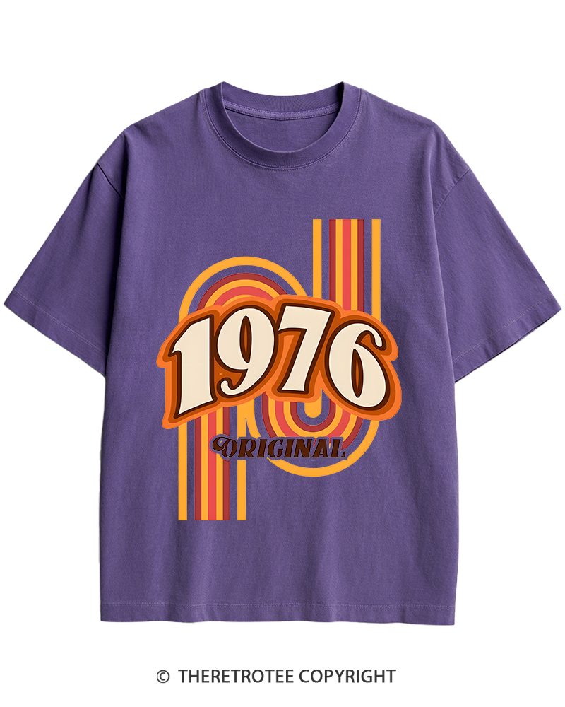TheRetroTee 1976 Original Classic Nostalgia Graphic Heavy Cotton T-Shirt