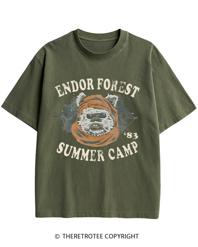 TheRetroTee Endor Forest Summer Camp 1980s Heavy Cotton T-Shirt