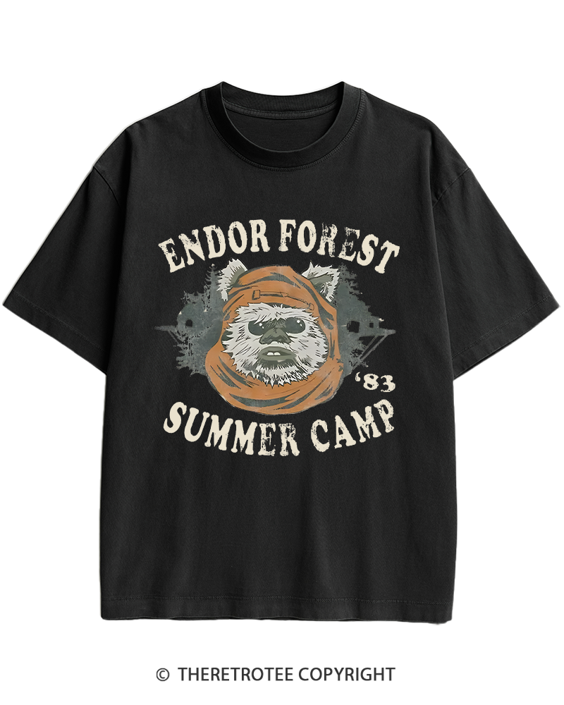 TheRetroTee Endor Forest Summer Camp 1980s Heavy Cotton T-Shirt