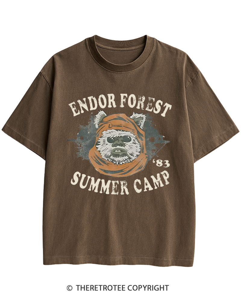 TheRetroTee Endor Forest Summer Camp 1980s Heavy Cotton T-Shirt