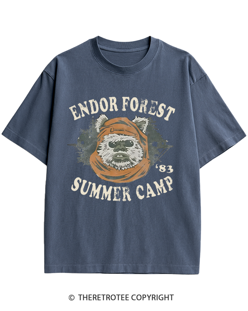 TheRetroTee Endor Forest Summer Camp 1980s Heavy Cotton T-Shirt