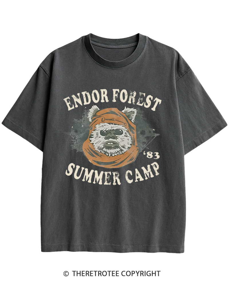 TheRetroTee Endor Forest Summer Camp 1980s Heavy Cotton T-Shirt