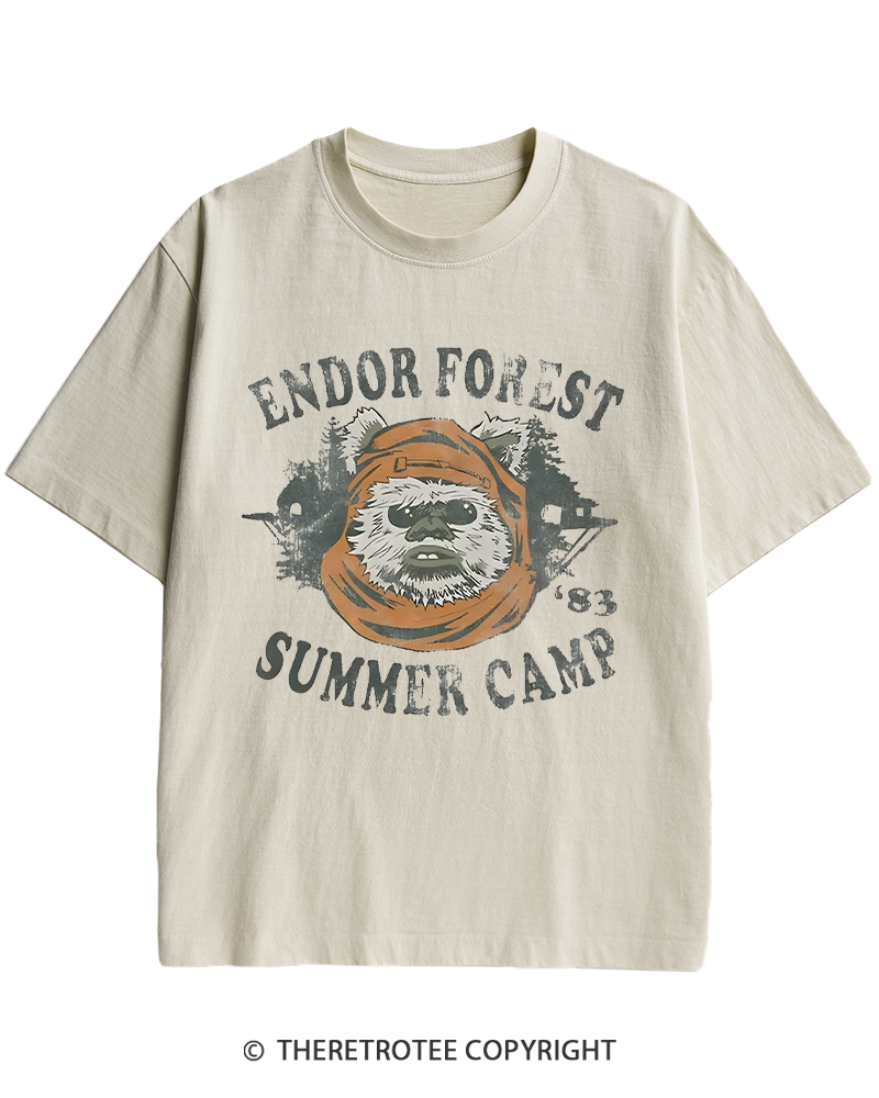 TheRetroTee Endor Forest Summer Camp 1980s Heavy Cotton T-Shirt