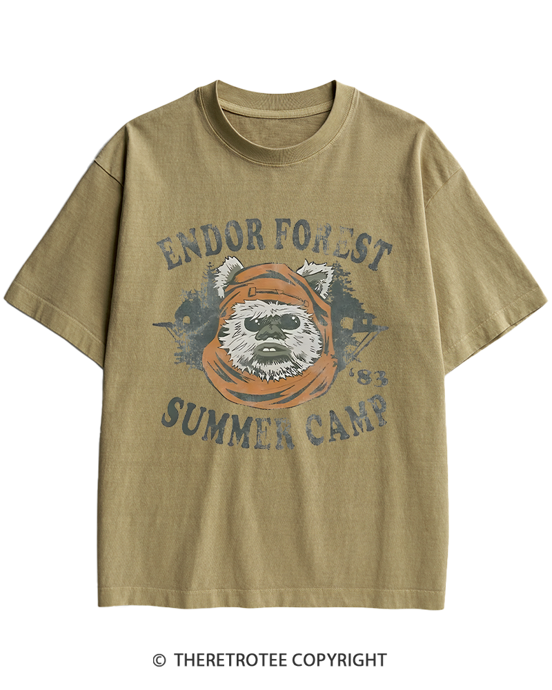 TheRetroTee Endor Forest Summer Camp 1980s Heavy Cotton T-Shirt