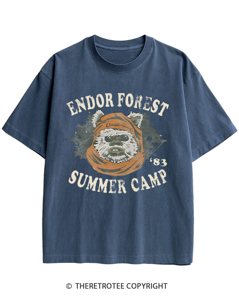 TheRetroTee Endor Forest Summer Camp 1980s Heavy Cotton T-Shirt